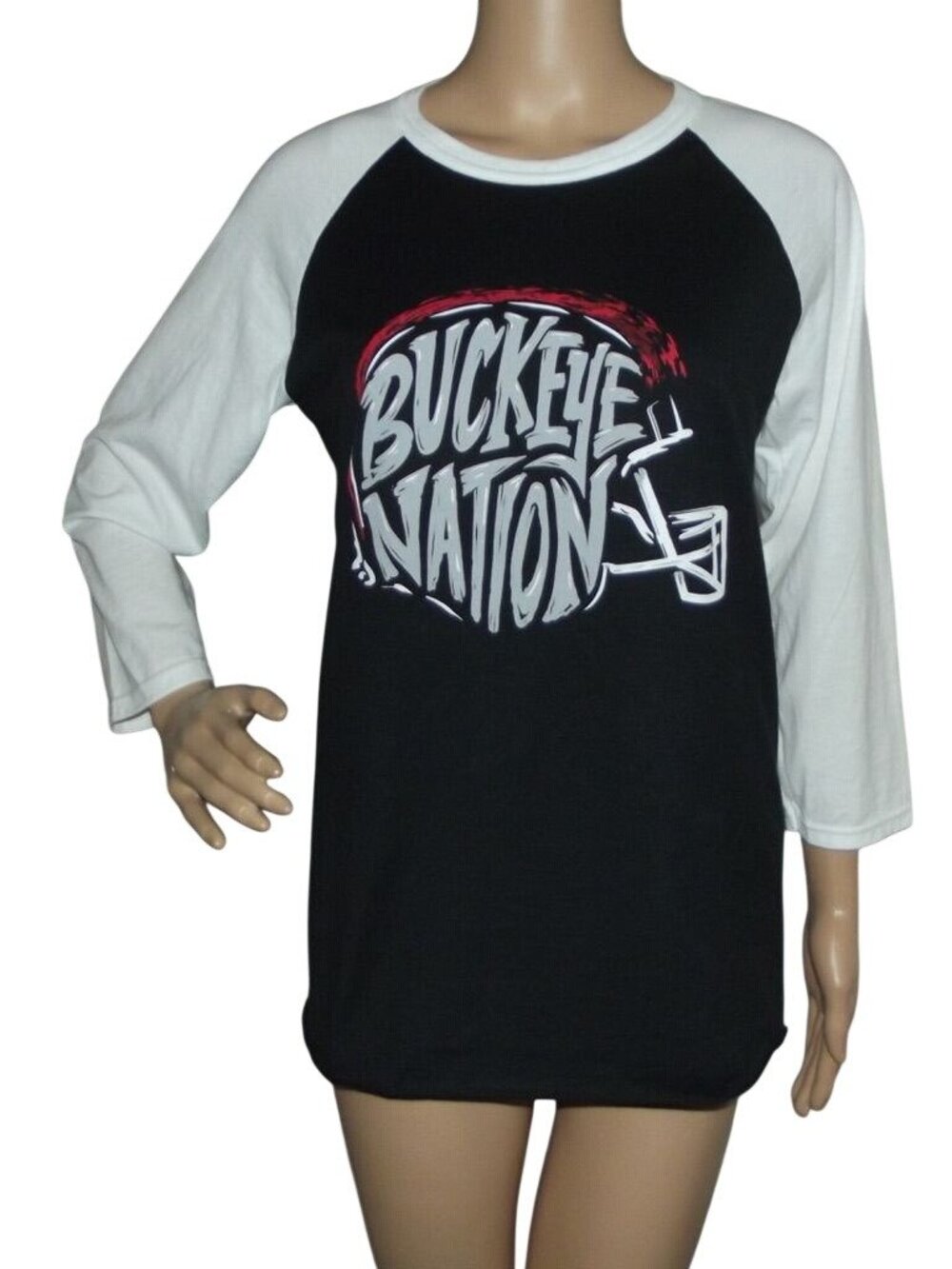 Ohio State Football T-Shirt Womens Size Small black white Buckeye Nation basebal